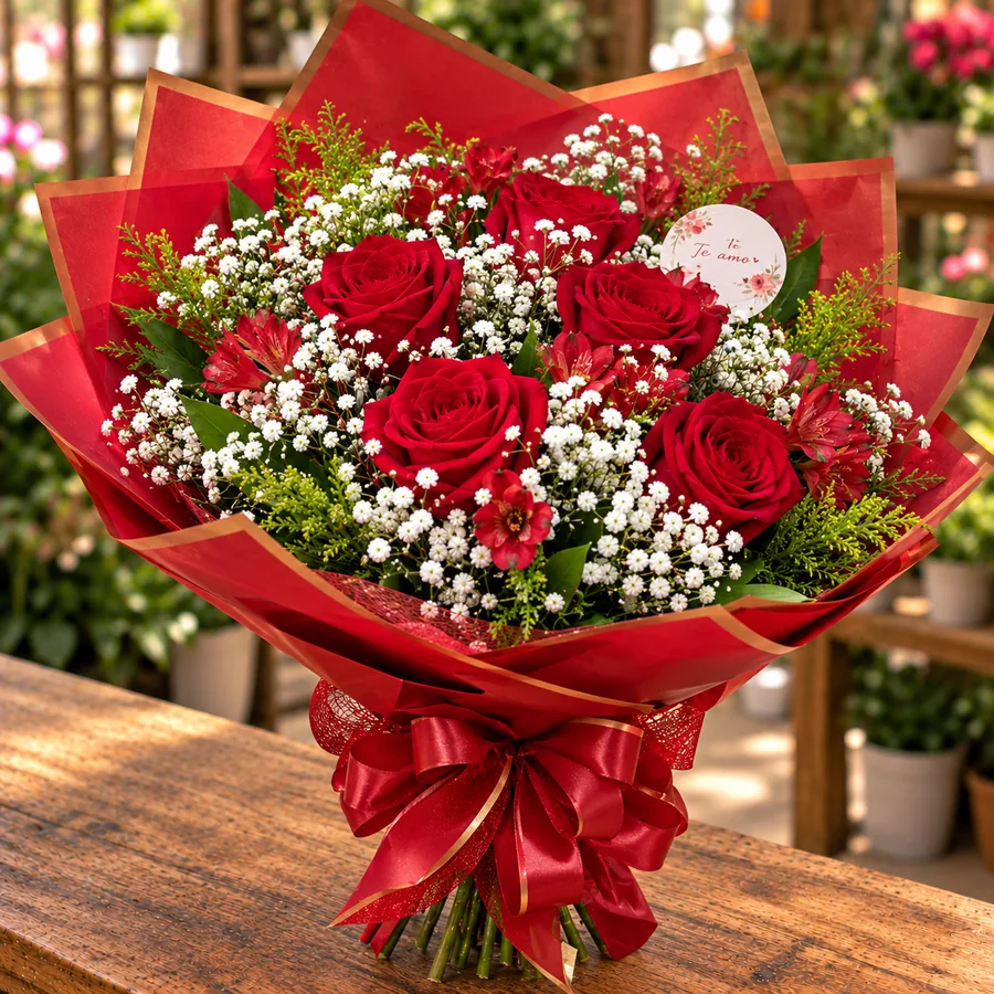 Buquê de rosas vermelhas da Plantas do Vale