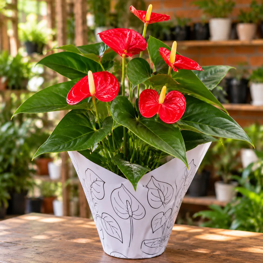 Antúrio vermelho da Plantas do Vale